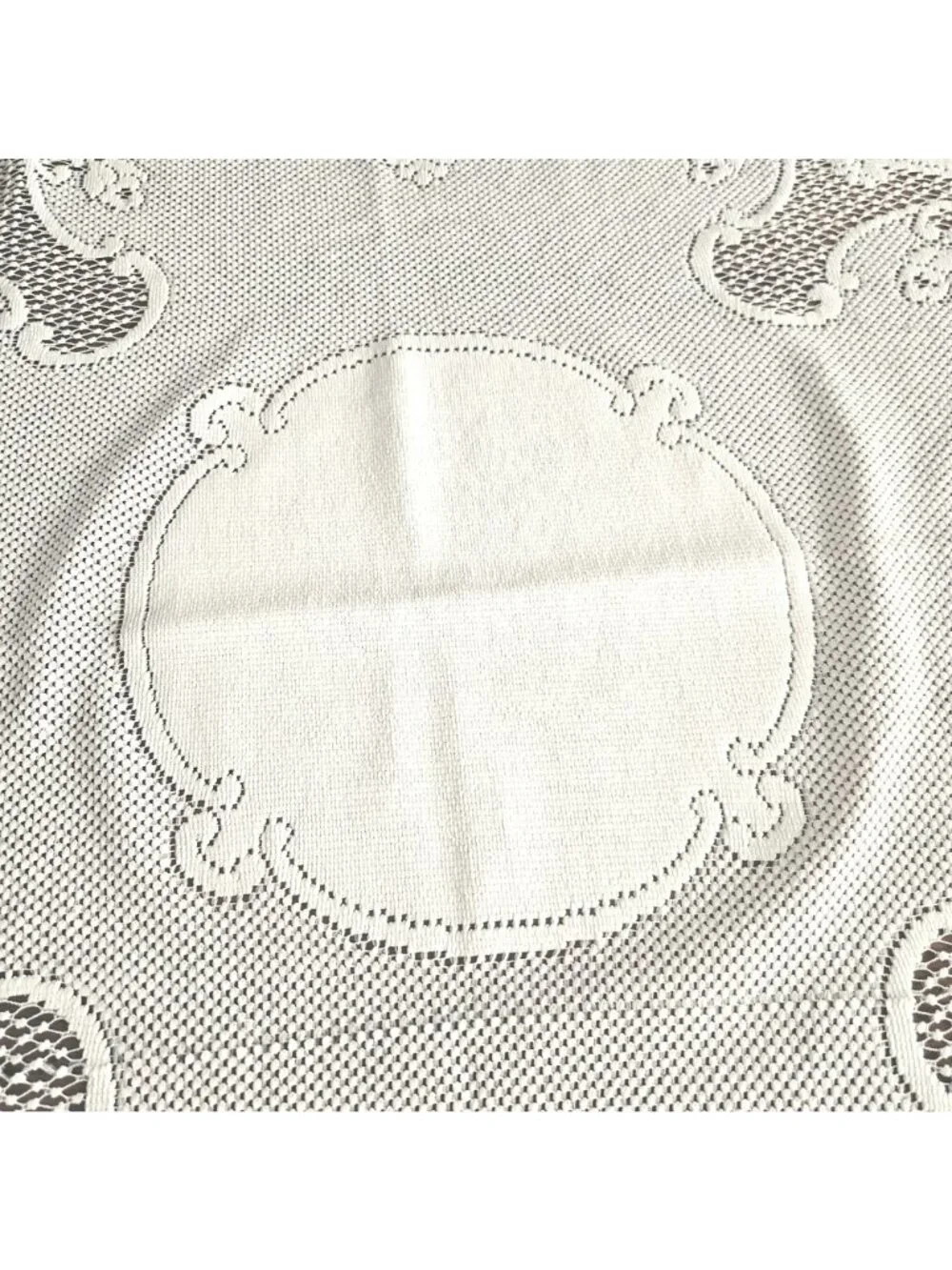 Crochet Lace Table Topper Ivory Rose Pattern Cotton Blend Square Cottagecore - Picture 2 of 9